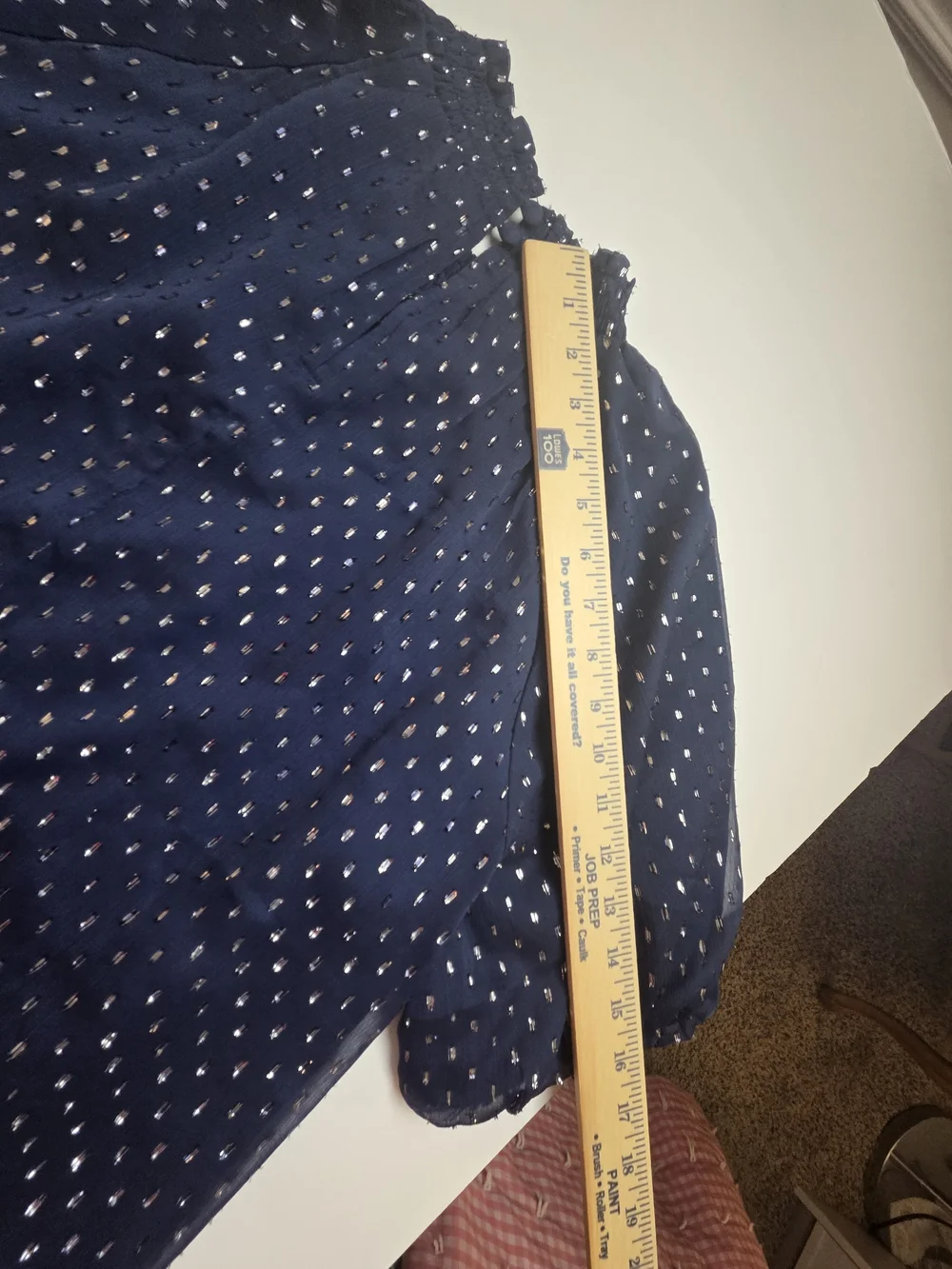 LOFT Navy Smocked-Neck Dot Top